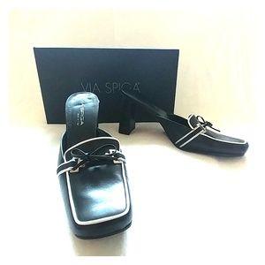 Via Spiga, navy & white mule - pumps